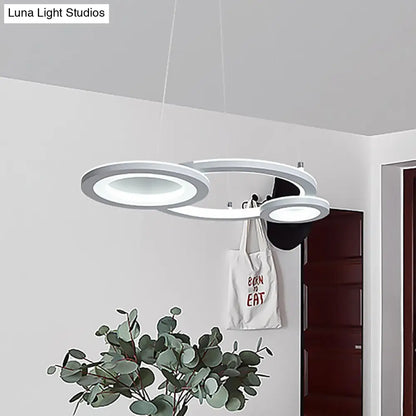 Lámpara colgante redonda moderna de acrílico con LED, acabado blanco/gris para comedor en luz blanca/cálida