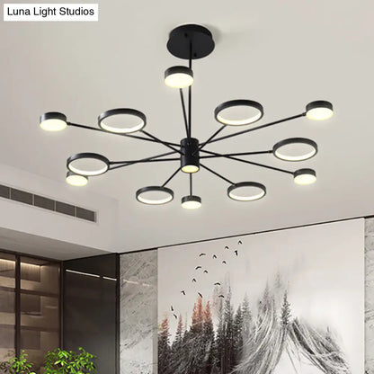 Lámpara colgante tipo araña Sputnik moderna de acrílico: Lámpara colgante LED negra con 6/8/10 luces en luz blanca/cálida.