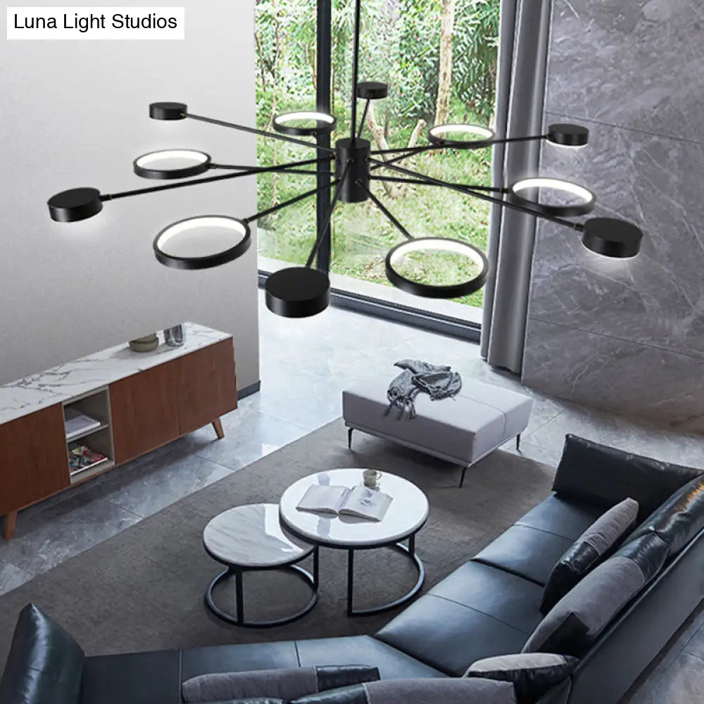 Lámpara colgante tipo araña Sputnik moderna de acrílico: Lámpara colgante LED negra con 6/8/10 luces en luz blanca/cálida.