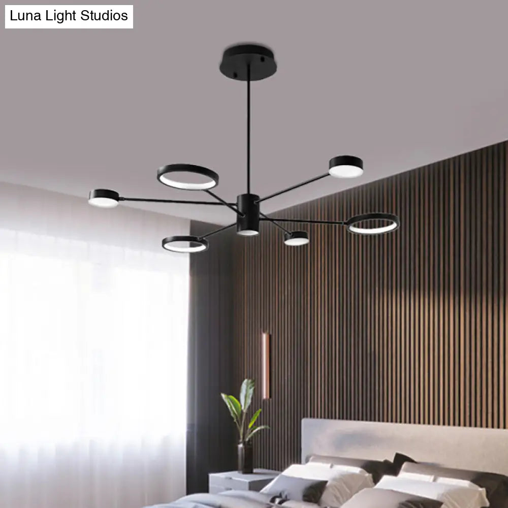 Lámpara colgante tipo araña Sputnik moderna de acrílico: Lámpara colgante LED negra con 6/8/10 luces en luz blanca/cálida.