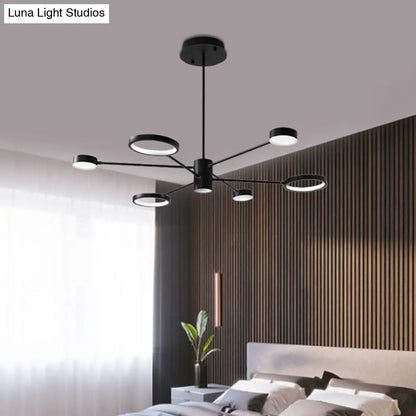 Lámpara colgante tipo araña Sputnik moderna de acrílico: Lámpara colgante LED negra con 6/8/10 luces en luz blanca/cálida.