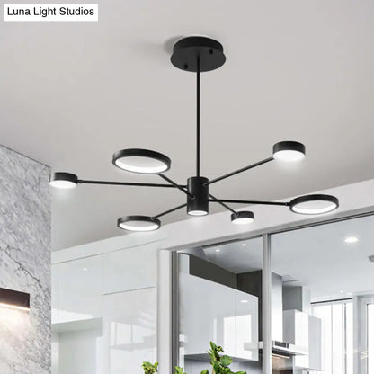 Lámpara colgante tipo araña Sputnik moderna de acrílico: Lámpara colgante LED negra con 6/8/10 luces en luz blanca/cálida.