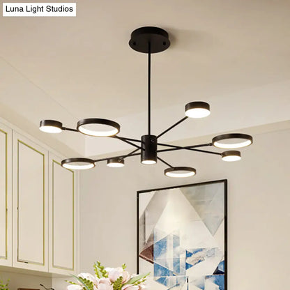 Lámpara colgante tipo araña Sputnik moderna de acrílico: Lámpara colgante LED negra con 6/8/10 luces en luz blanca/cálida.