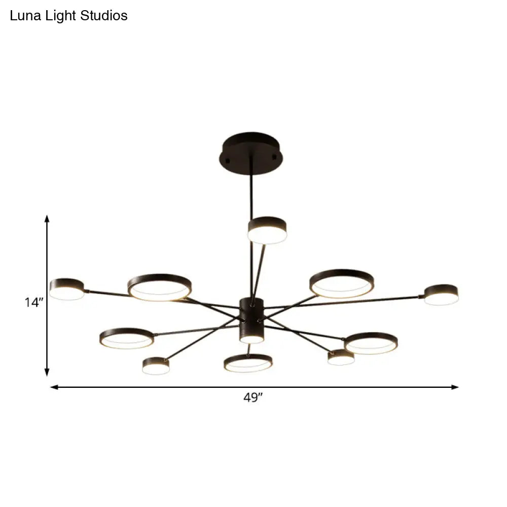 Lámpara colgante tipo araña Sputnik moderna de acrílico: Lámpara colgante LED negra con 6/8/10 luces en luz blanca/cálida.