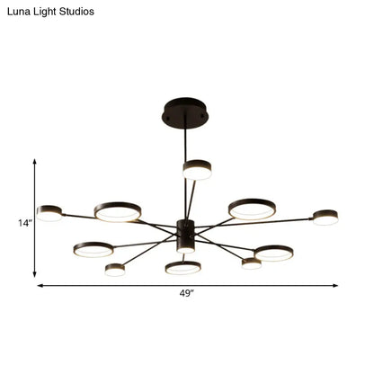 Lámpara colgante tipo araña Sputnik moderna de acrílico: Lámpara colgante LED negra con 6/8/10 luces en luz blanca/cálida.