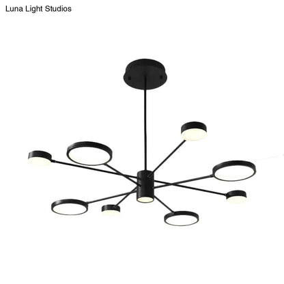 Lámpara colgante tipo araña Sputnik moderna de acrílico: Lámpara colgante LED negra con 6/8/10 luces en luz blanca/cálida.