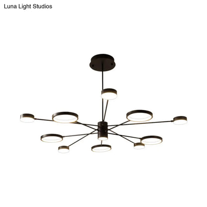 Lámpara colgante tipo araña Sputnik moderna de acrílico: Lámpara colgante LED negra con 6/8/10 luces en luz blanca/cálida.