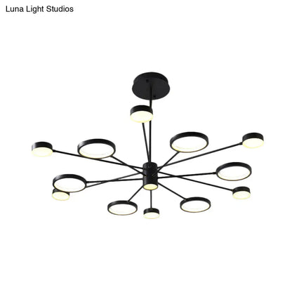 Lámpara colgante tipo araña Sputnik moderna de acrílico: Lámpara colgante LED negra con 6/8/10 luces en luz blanca/cálida.