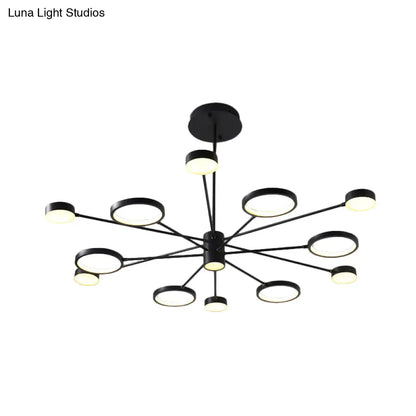 Lámpara colgante tipo araña Sputnik moderna de acrílico: Lámpara colgante LED negra con 6/8/10 luces en luz blanca/cálida.