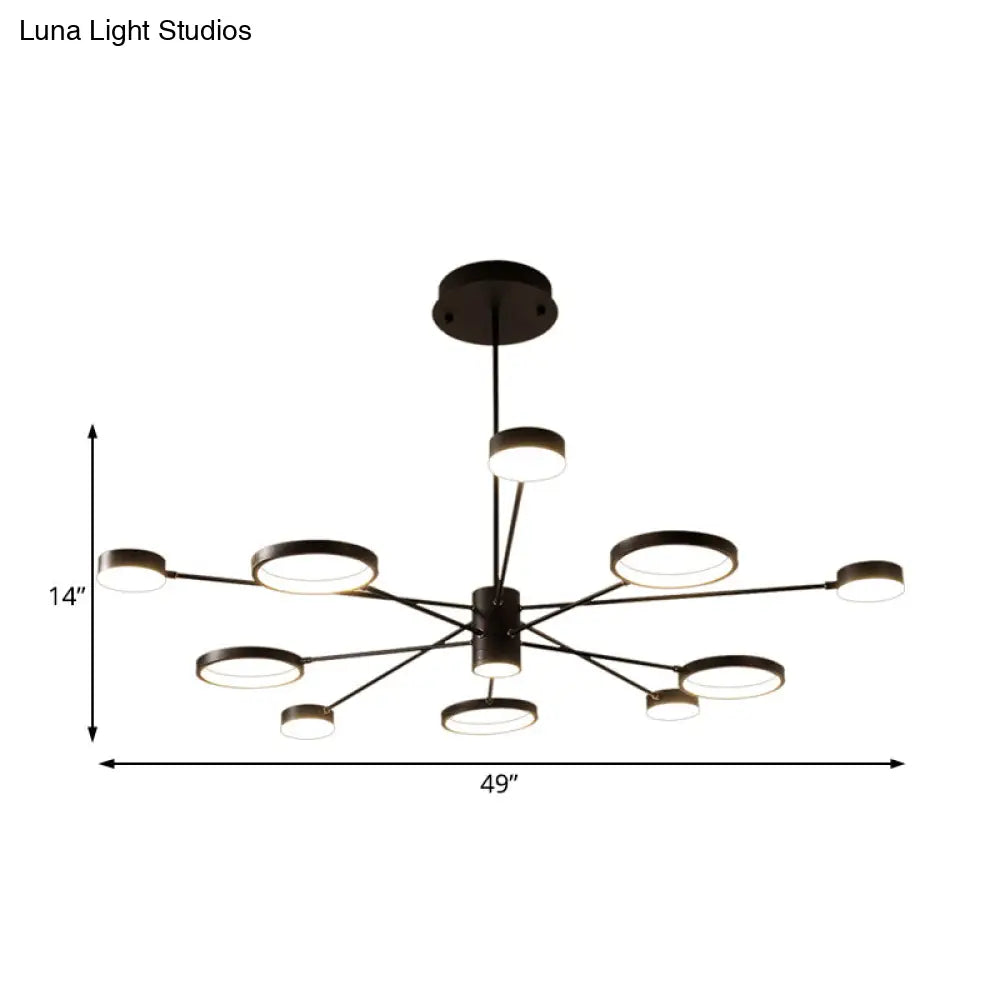 Lámpara colgante tipo araña Sputnik moderna de acrílico: Lámpara colgante LED negra con 6/8/10 luces en luz blanca/cálida.