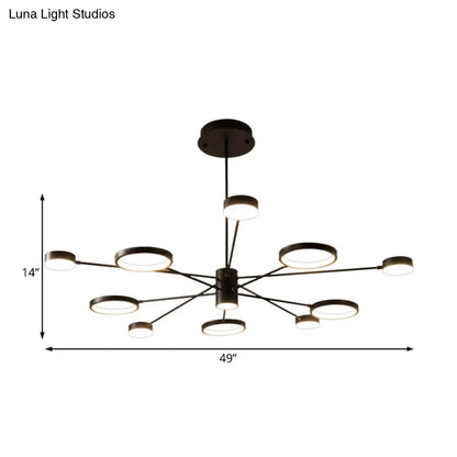 Lámpara colgante tipo araña Sputnik moderna de acrílico: Lámpara colgante LED negra con 6/8/10 luces en luz blanca/cálida.
