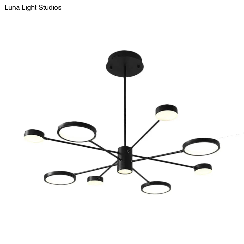 Lámpara colgante tipo araña Sputnik moderna de acrílico: Lámpara colgante LED negra con 6/8/10 luces en luz blanca/cálida.