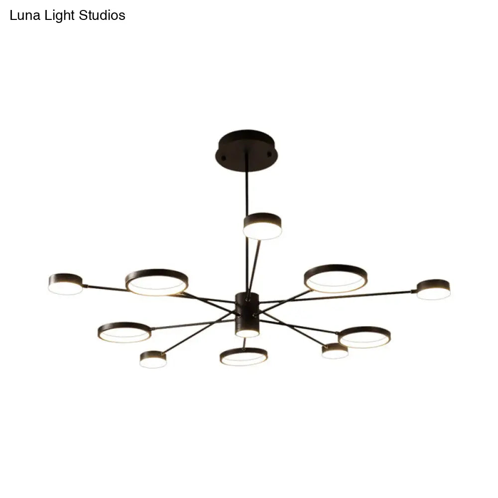 Lámpara colgante tipo araña Sputnik moderna de acrílico: Lámpara colgante LED negra con 6/8/10 luces en luz blanca/cálida.