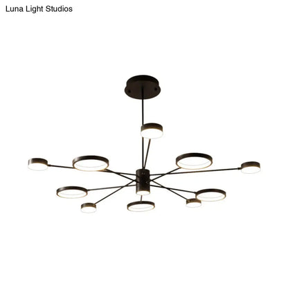 Lámpara colgante tipo araña Sputnik moderna de acrílico: Lámpara colgante LED negra con 6/8/10 luces en luz blanca/cálida.