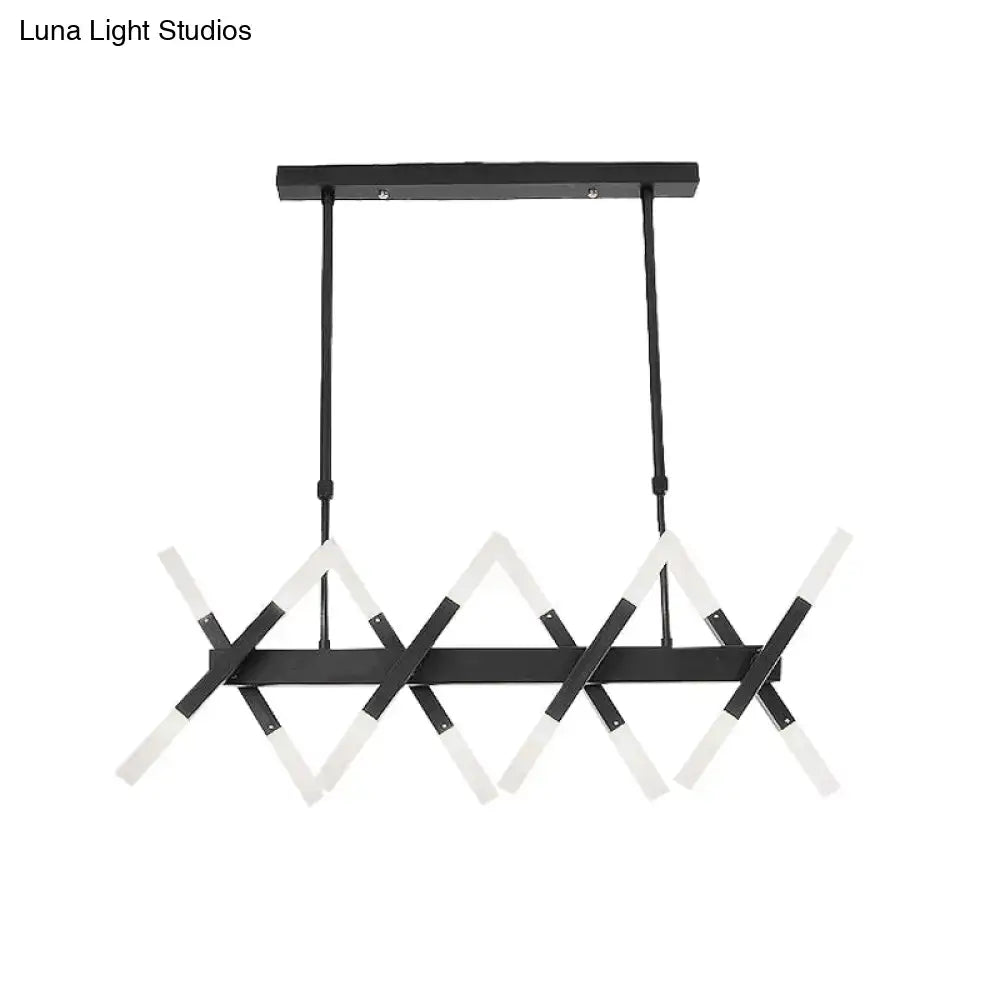 Black metal decorbites modern acrylic tube island pendant light with white intersecting acrylic tube lights black white