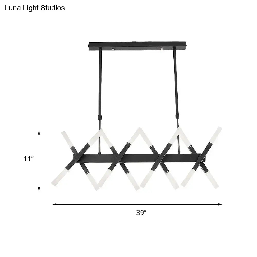 Decorbites modern acrylic tube island pendant light with black and white geometric tubular arms for dining room lighting