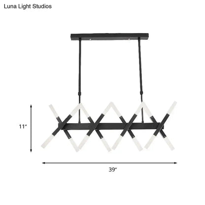 Decorbites modern acrylic tube island pendant light with black and white geometric tubular arms for dining room lighting