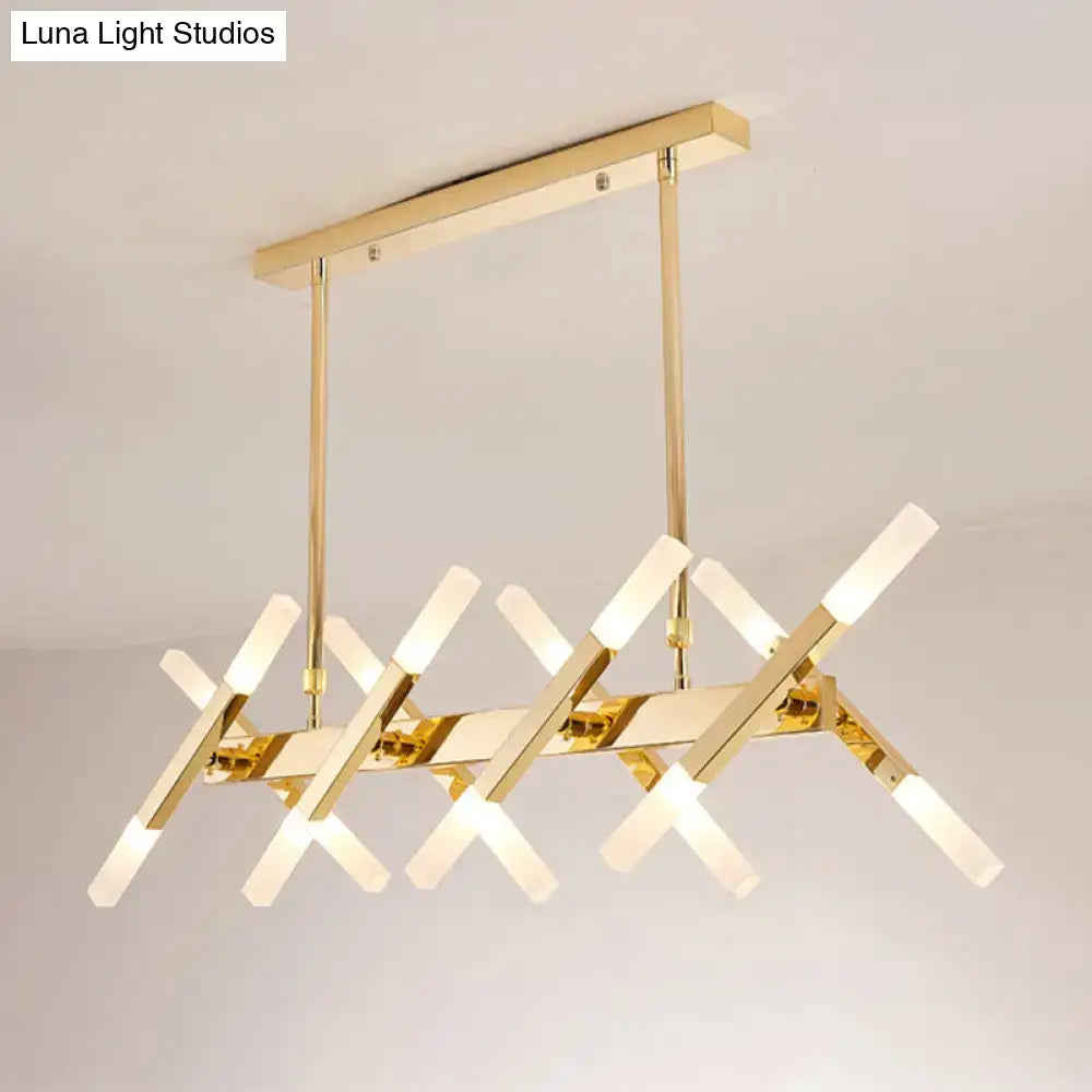 Gold-finished decorbites modern acrylic tube island pendant light with frosted glass lights black white gold for dining room