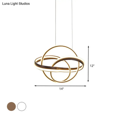 Lámpara de techo moderna de acrílico con diseño retorcido - Lámpara colgante LED en blanco/café - Iluminación para comedor - 3 opciones de color de luz (blanco/cálido)
