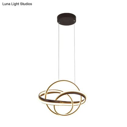 Lámpara de techo moderna de acrílico con diseño retorcido - Lámpara colgante LED en blanco/café - Iluminación para comedor - 3 opciones de color de luz (blanco/cálido)