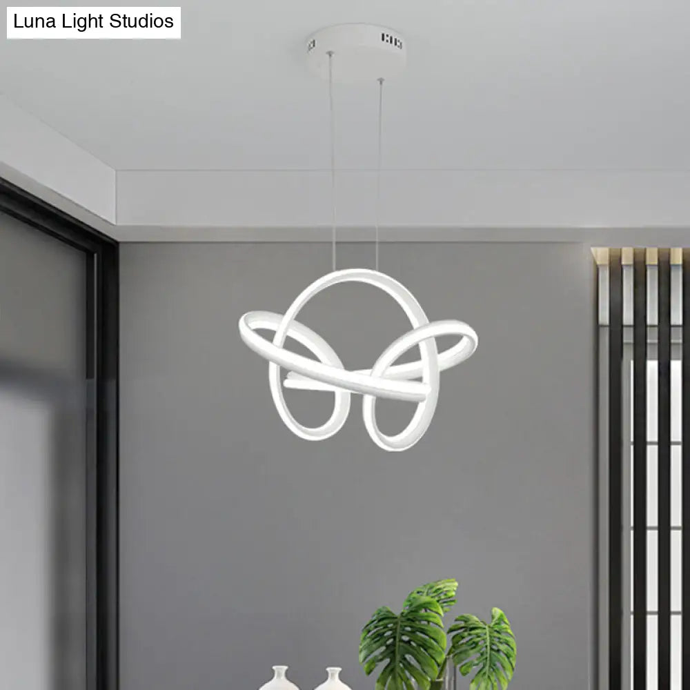 Lámpara de techo moderna de acrílico con diseño retorcido - Lámpara colgante LED en blanco/café - Iluminación para comedor - 3 opciones de color de luz (blanco/cálido)