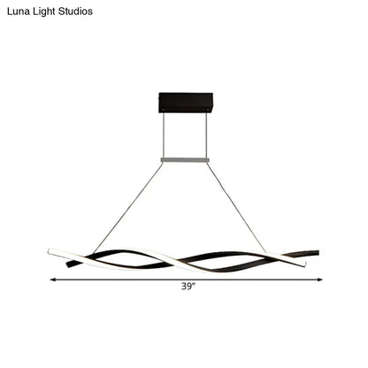 Lámpara colgante LED moderna de acrílico con forma de onda, en luz blanca/cálida/natural - 80 cm/99 cm/119 cm de ancho