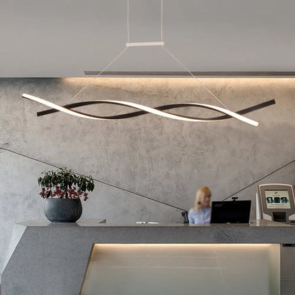 Lámpara colgante LED moderna de acrílico con forma de onda, en luz blanca/cálida/natural - 80 cm/99 cm/119 cm de ancho