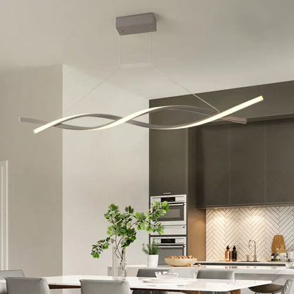 Lámpara colgante LED moderna de acrílico con forma de onda, en luz blanca/cálida/natural - 80 cm/99 cm/119 cm de ancho
