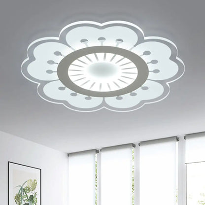 DecorBites™ DecorBites™ Modern Acrylic White Flush Mount Ceiling Light for Flower-Themed Living Rooms