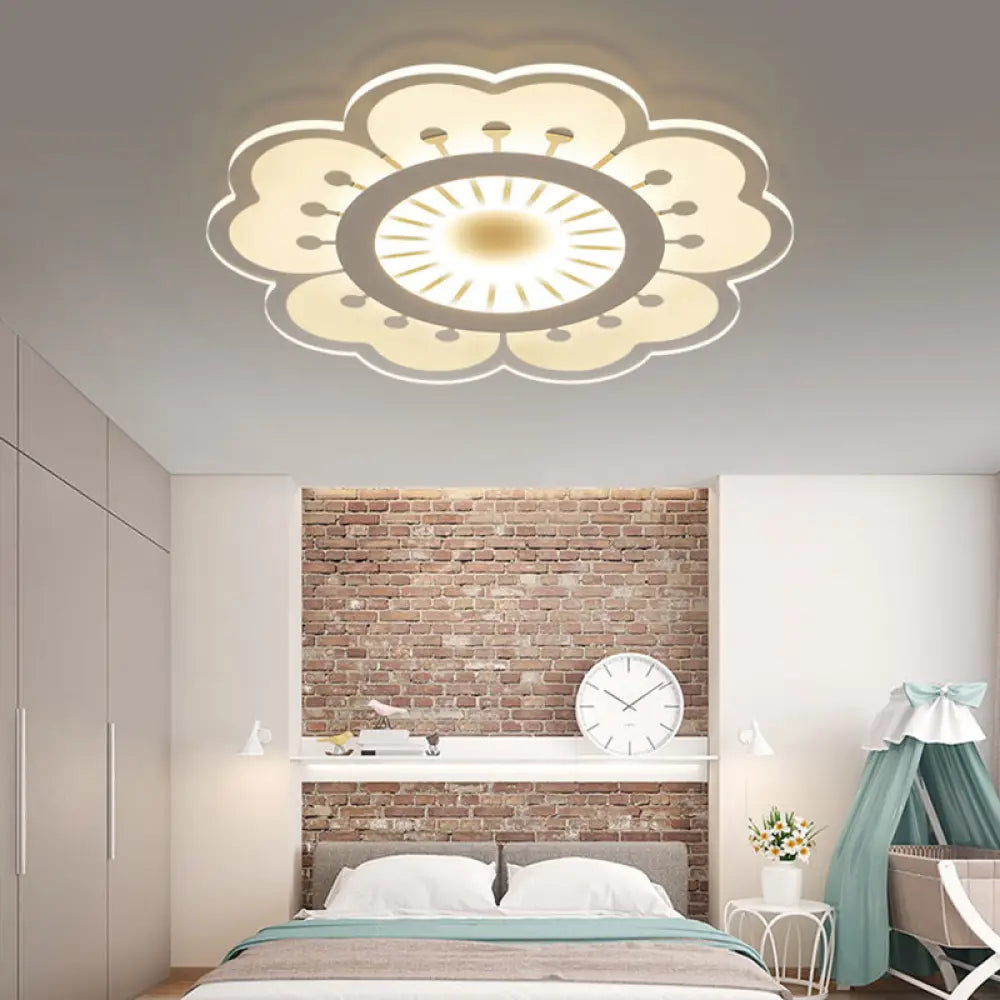 DecorBites™ DecorBites™ Modern Acrylic White Flush Mount Ceiling Light for Flower-Themed Living Rooms