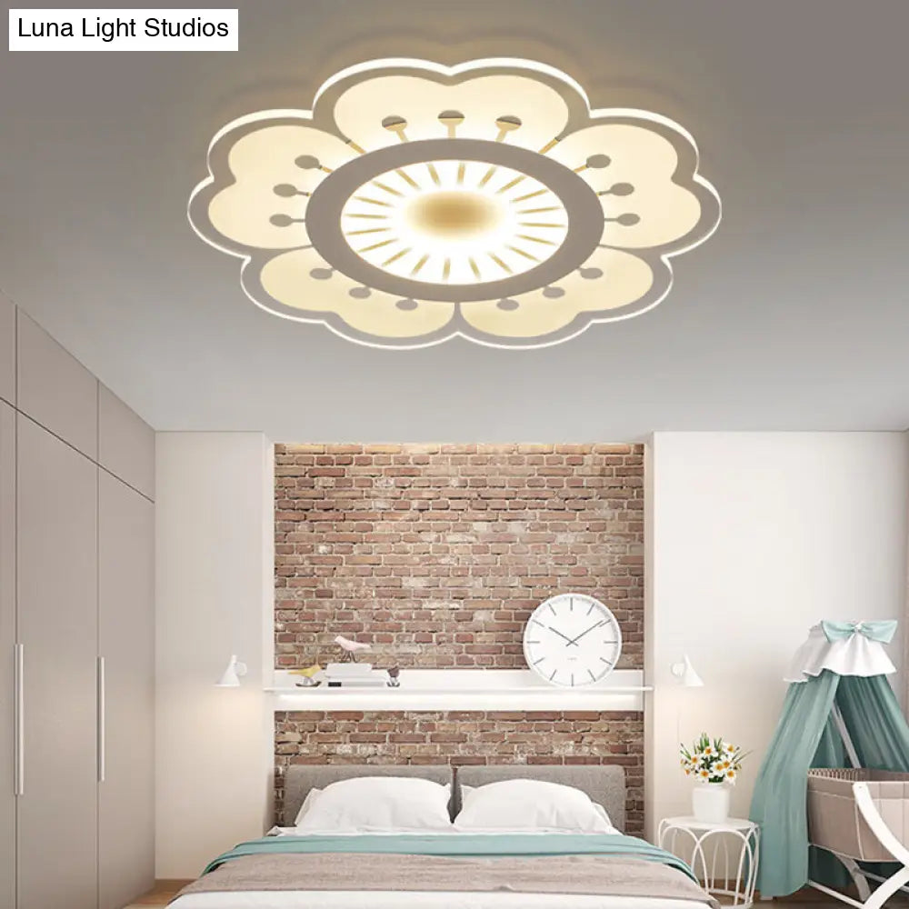 DecorBites™ DecorBites™ Modern Acrylic White Flush Mount Ceiling Light for Flower-Themed Living Rooms