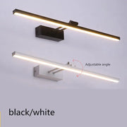 Modern adjustable black and white led vanity mirror light wall sconce with sleek finishes for bathroom use