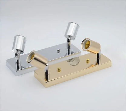 Two sleek modern wall-mounted adjustable ceramic ceiling lights with black chrome and gold finish for bedroom decorbites