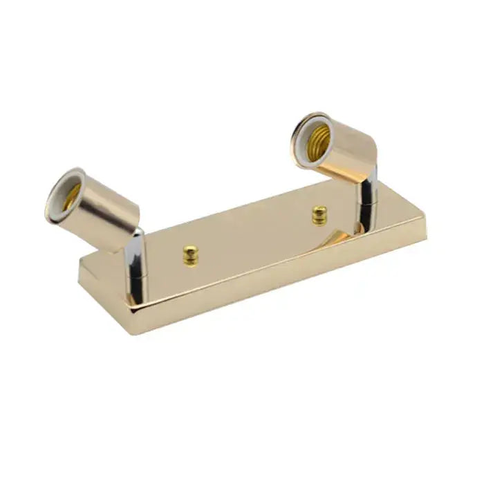 Gold-colored metal dual spotlight ceiling light with adjustable ceramic lamp sockets for modern decorbites adjustable ceramic use