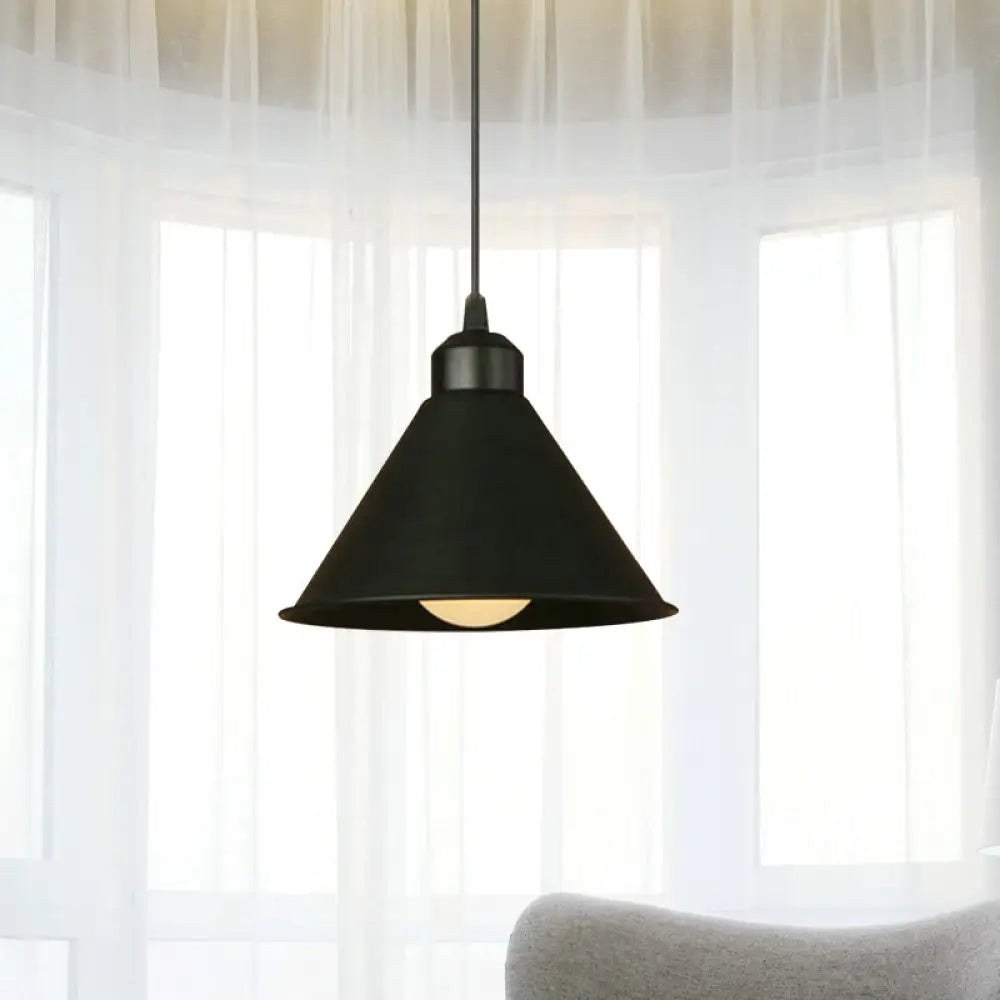 Modern Adjustable Cone Pendant Lamp - Stylish Black/White Metal Ceiling Hanging Light with 1 Light and Adjustable Cord