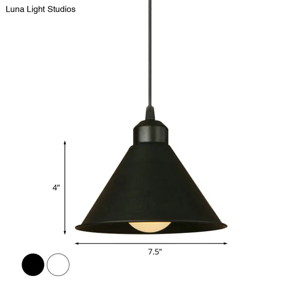 Modern Adjustable Cone Pendant Lamp - Stylish Black/White Metal Ceiling Hanging Light with 1 Light and Adjustable Cord