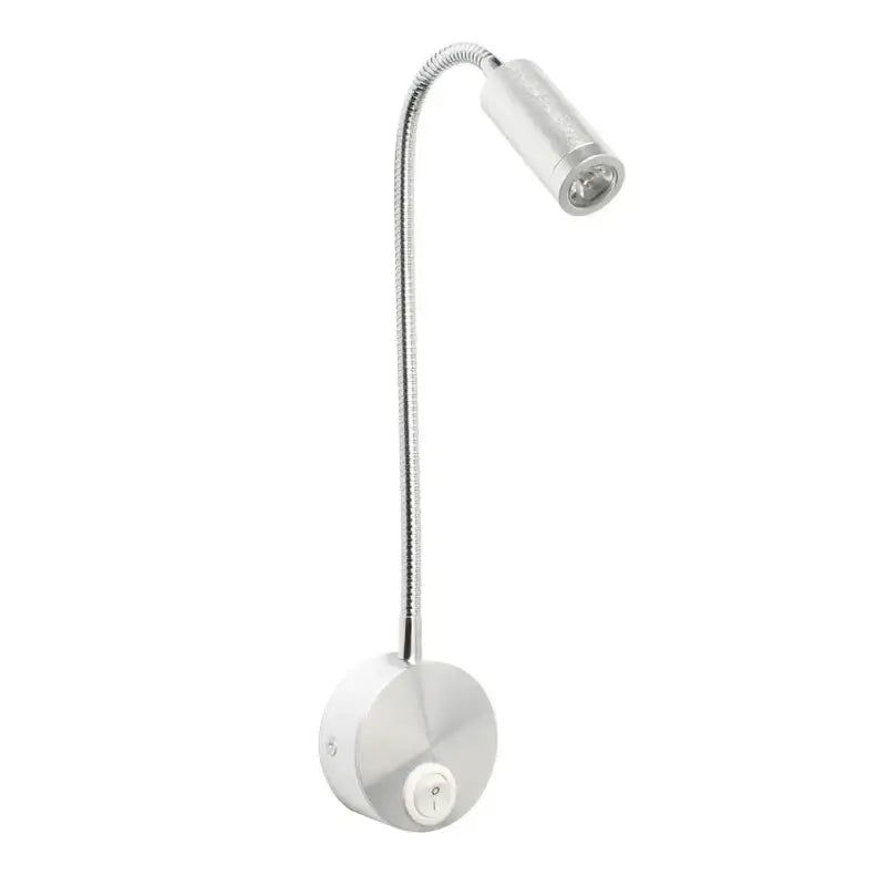 Silver gooseneck led bedside wall sconce with flexible segmented metal arm and cylindrical head for bedroom reading lamp decorbites led bedside