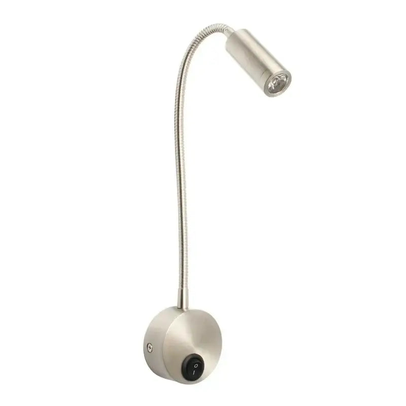A sleek silver adjustable gooseneck led bedside wall sconce with flexible metallic arm for modern bedroom decorbites led bedside use