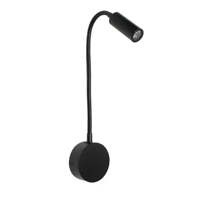 Modern black flexible gooseneck led bedside wall sconce with circular base for adjustable bedroom reading light decorbites led bedside