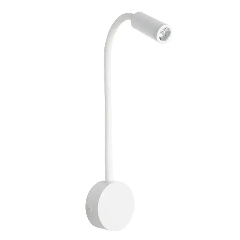White modern adjustable gooseneck led bedside wall sconce with sleek curved arm and circular base for bedroom decorbites led bedside use