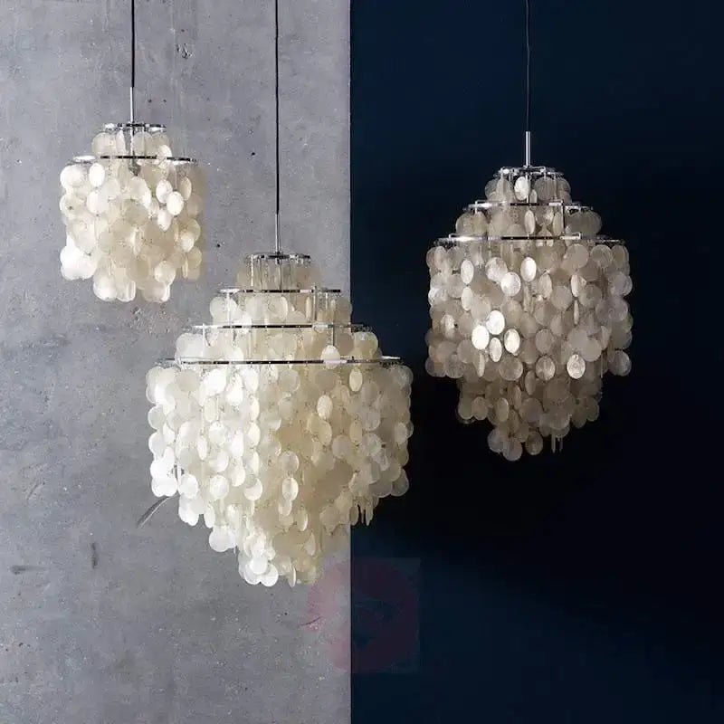 Three tiered off-white aeolian bells shell chandelier modern decorbites pendant light for living room decorbites aeolian bells