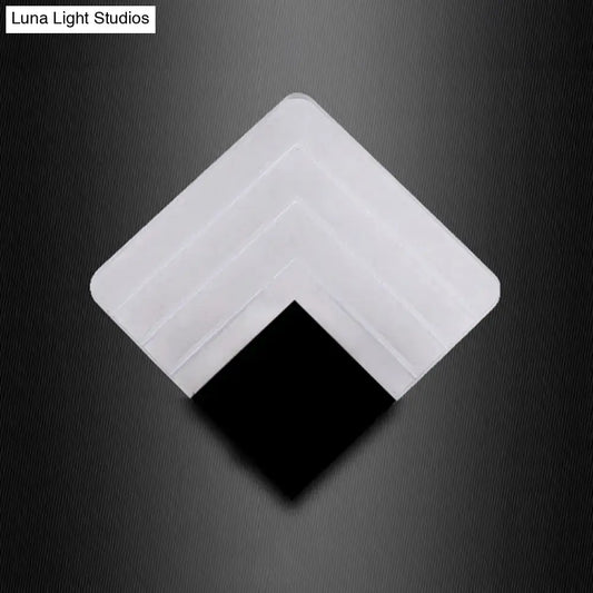 White square-shaped corner protector with black inner section for modern aged silver and black square led wall sconce