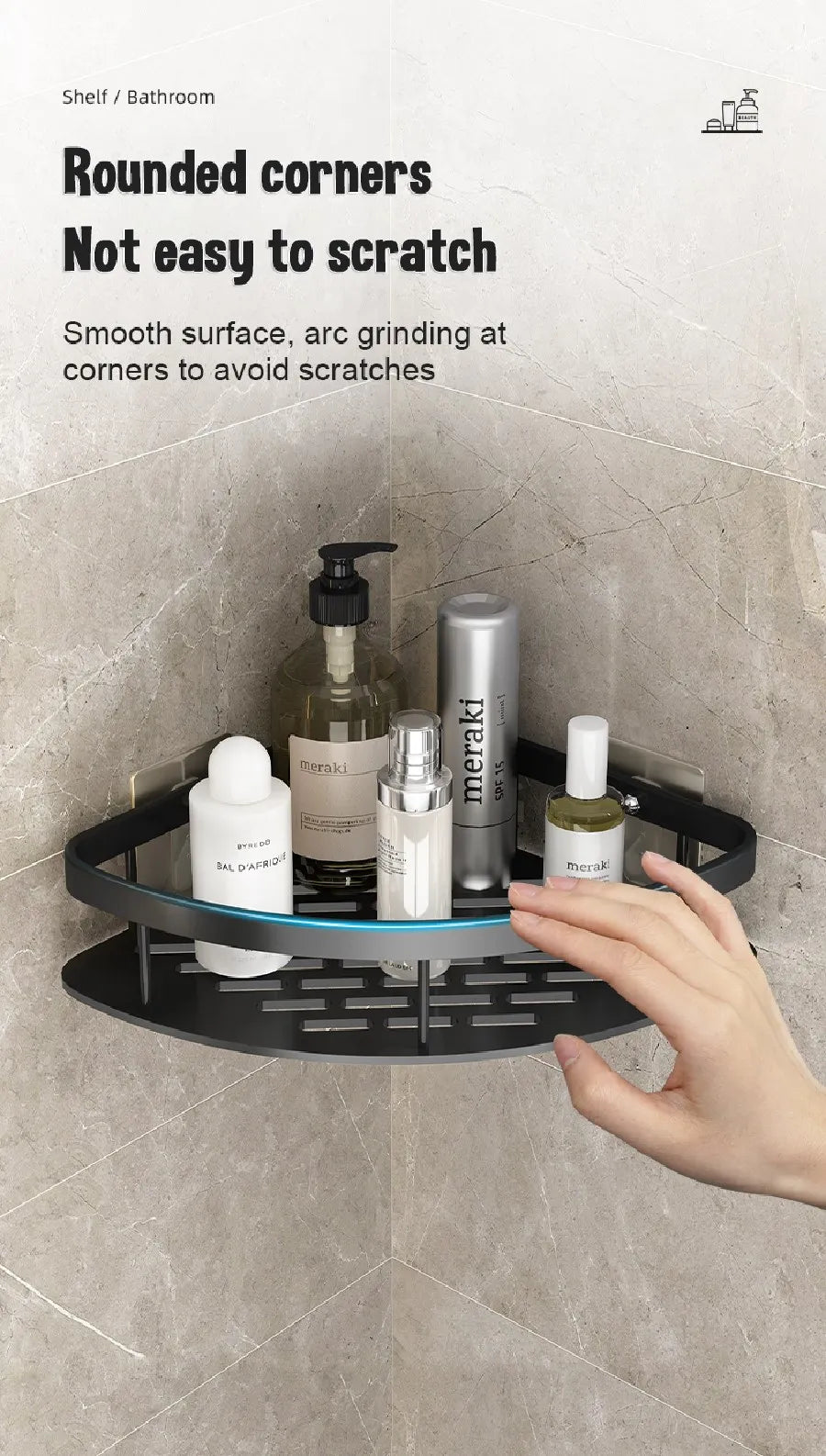 Modern Aluminum Bathroom Corner Caddy Shelf