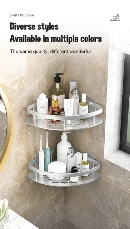 Modern Aluminum Bathroom Corner Caddy Shelf