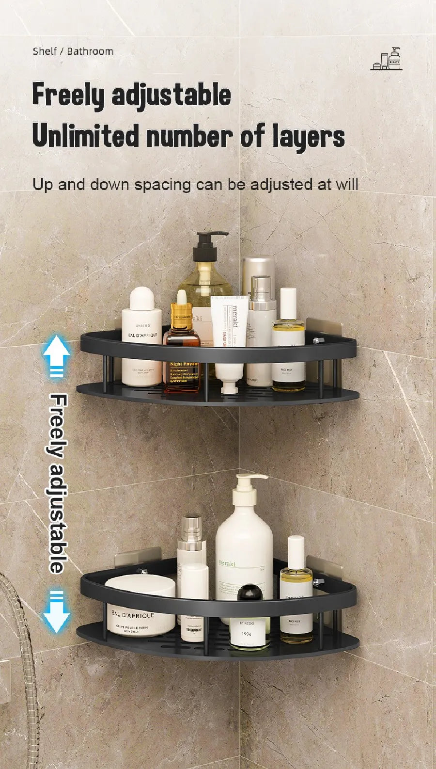 Modern Aluminum Bathroom Corner Caddy Shelf