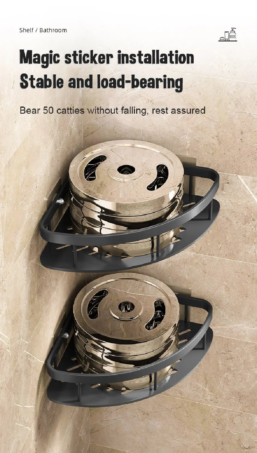 Modern Aluminum Bathroom Corner Caddy Shelf