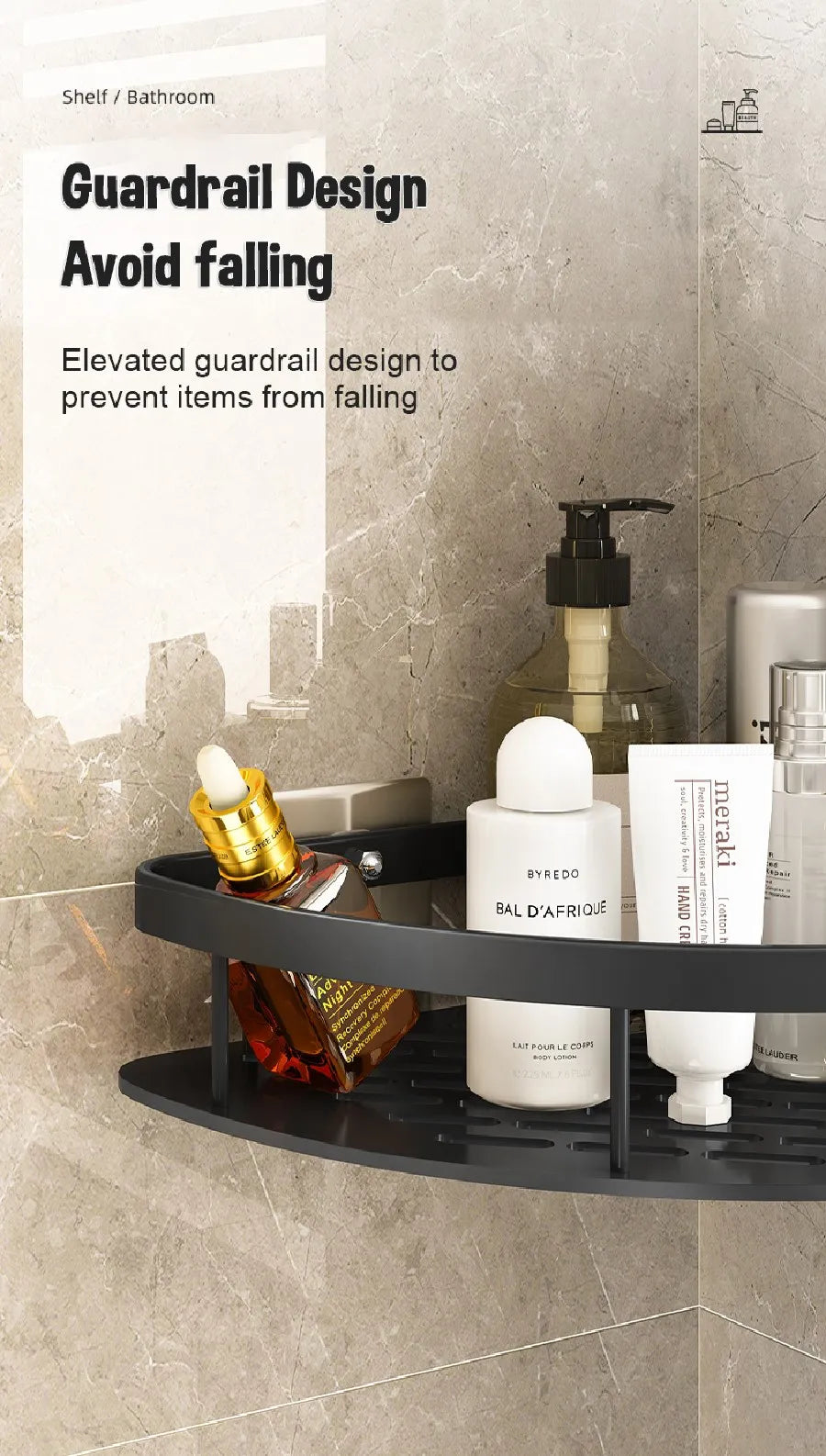Modern Aluminum Bathroom Corner Caddy Shelf