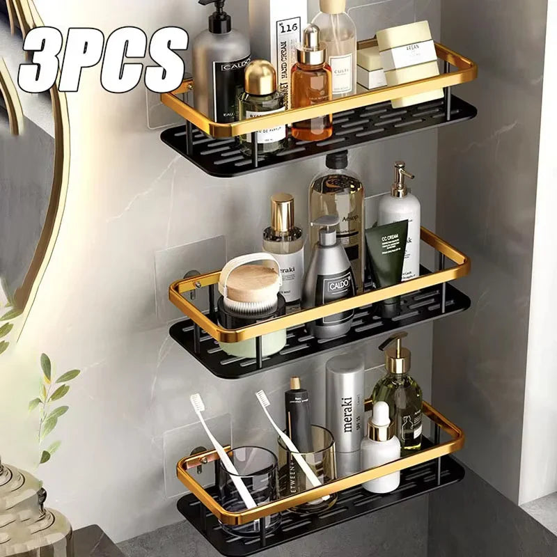 Modern Aluminum Bathroom Corner Caddy Shelf - rectangle 3pcs