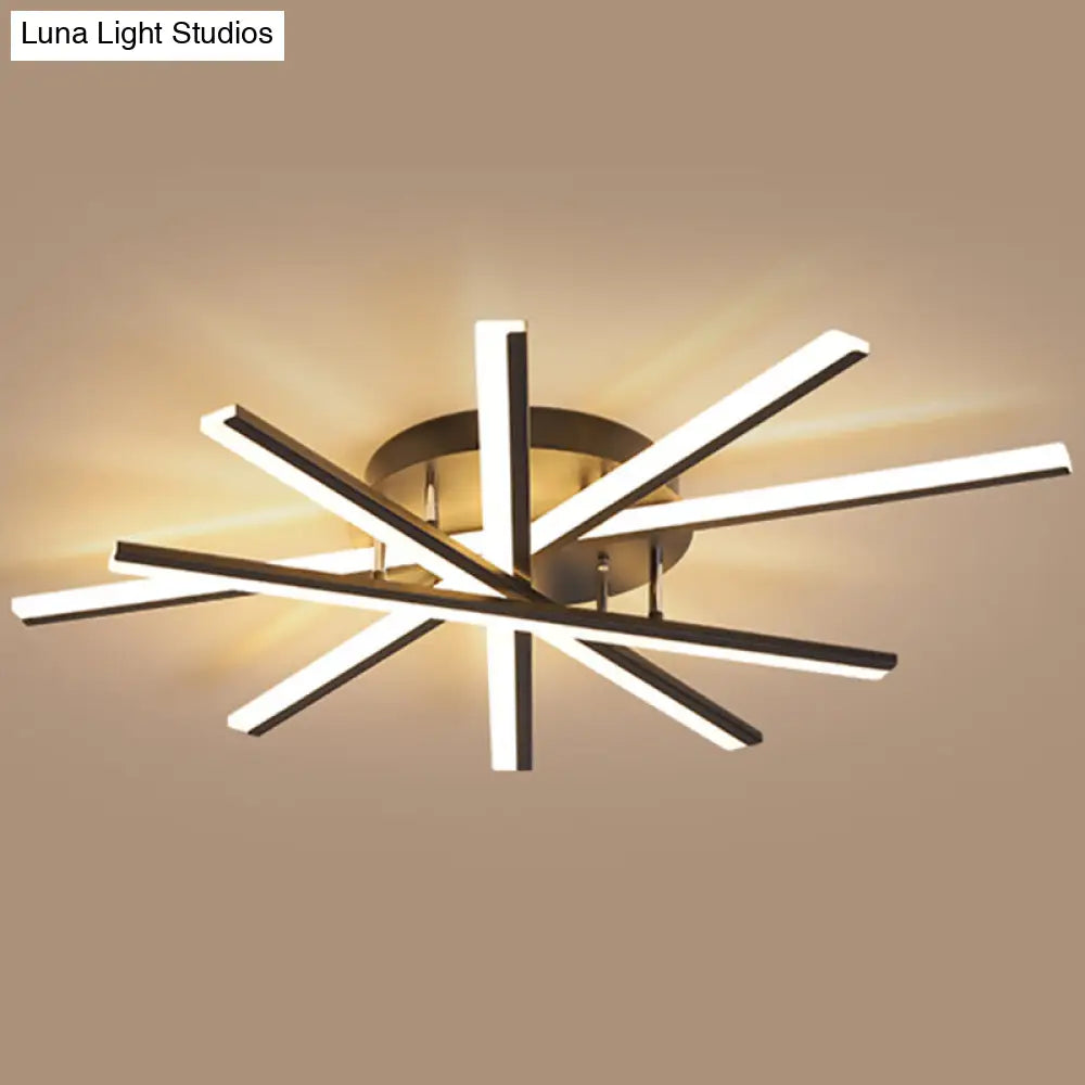 DecorBites™ DecorBites™ Modern Aluminum Semi Flush Mount LED Ceiling Lamp - Sleek Crossed Line Design for Simplicity and Style in Living Room Lighting