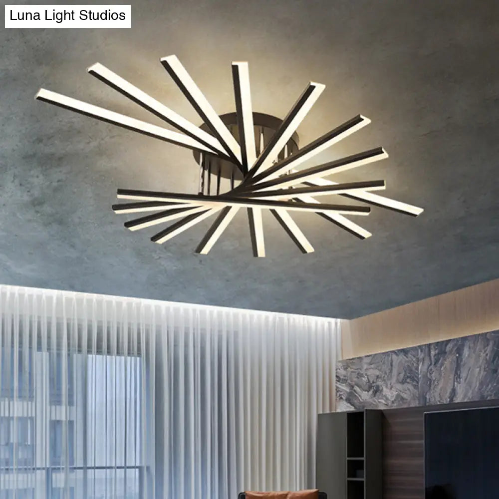 DecorBites™ DecorBites™ Modern Aluminum Semi Flush Mount LED Ceiling Lamp - Sleek Crossed Line Design for Simplicity and Style in Living Room Lighting